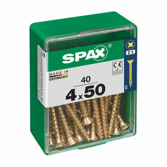 Ruuvilaatikko SPAX Puuruuvi Litteä pää (4 x 50 mm) (4,0 x 50 mm) hinta ja tiedot | Kiinnitystarvikkeet | hobbyhall.fi