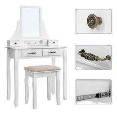 Peilipöytä Songmics 80x137,5 cm, valkoinen hinta ja tiedot | Peilipöydät | hobbyhall.fi