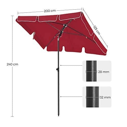 Taitettava aurinkovarjo 200 x 125 cm hinta ja tiedot | Aurinkovarjot ja markiisit | hobbyhall.fi