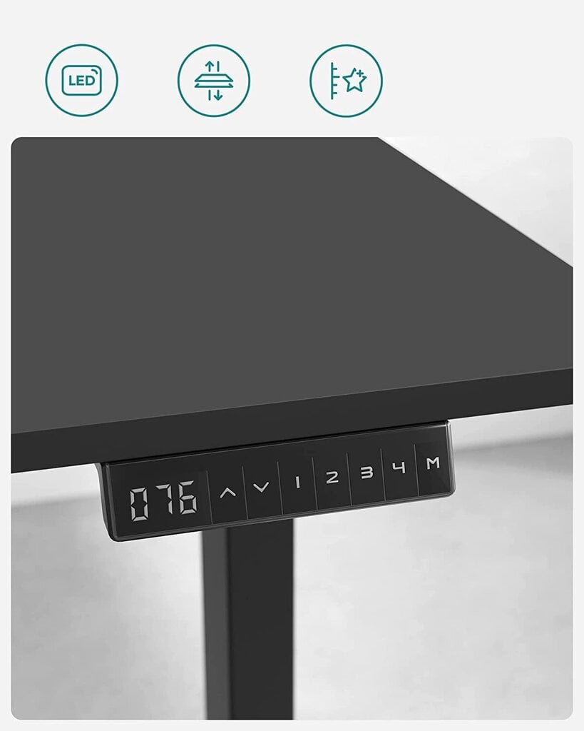 Sähköisesti korkeussäädettävä työpöytä , 140 x 70, musta hinta ja tiedot | Tietokonepöydät ja työpöydät | hobbyhall.fi