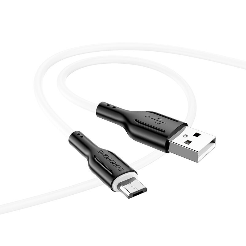 Borofone Cable BX63 Charming - USB MicroUSB - 2,4A 1 metri musta-valkoinen hinta ja tiedot | Puhelinkaapelit | hobbyhall.fi