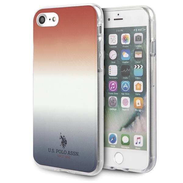 US Polo USHCI8TRDGRB, mallille iPhone 7/8 / SE 2022 / SE 2020, punainen/sininen hinta ja tiedot | Puhelimen kuoret ja kotelot | hobbyhall.fi