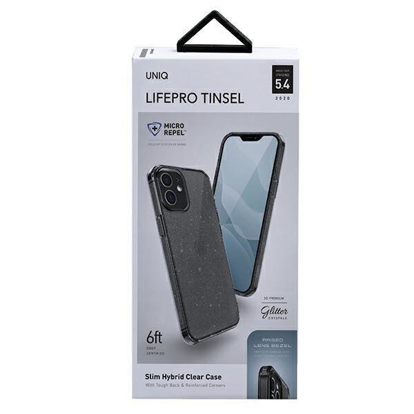 Uniq case LifePro Tinsel, mallille iPhone 12 mini, musta hinta ja tiedot | Puhelimen kuoret ja kotelot | hobbyhall.fi