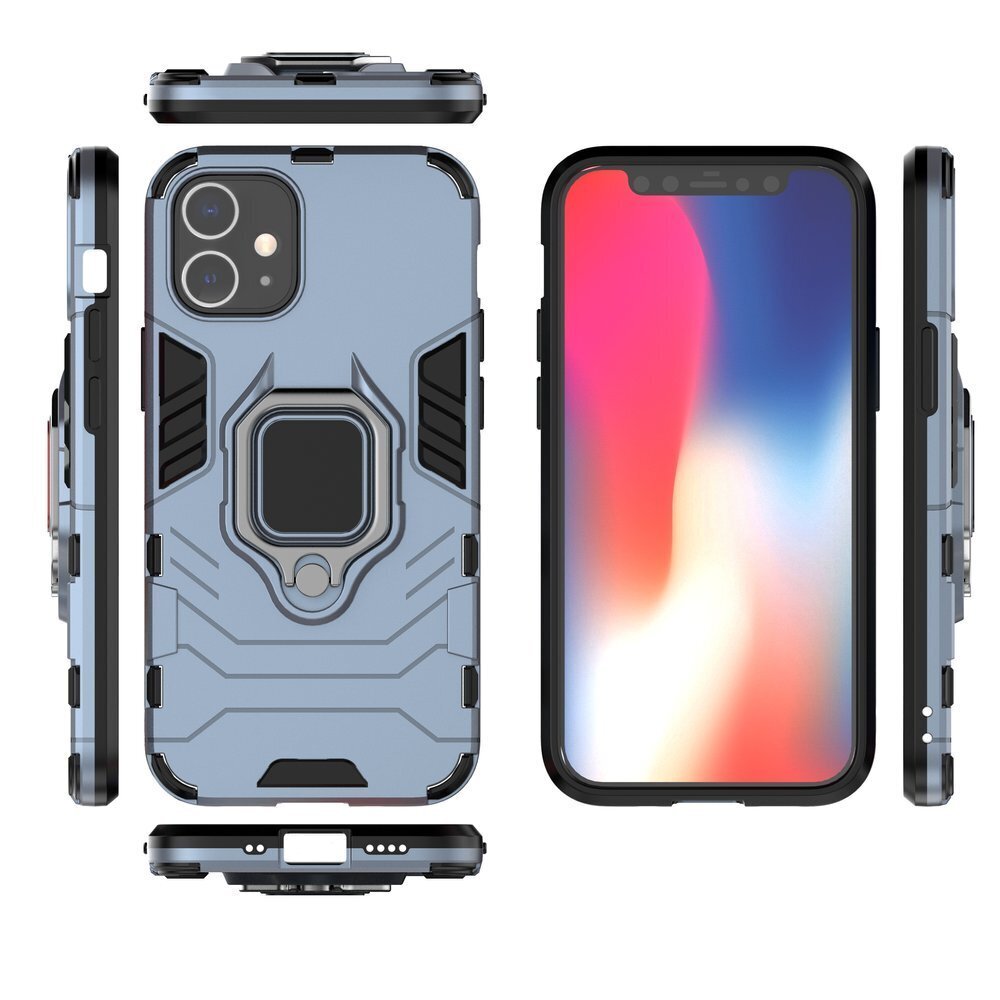 Ring Armor Case Kickstand Tough Rugged Cover, mallille iPhone 12 mini, sininen hinta ja tiedot | Puhelimen kuoret ja kotelot | hobbyhall.fi