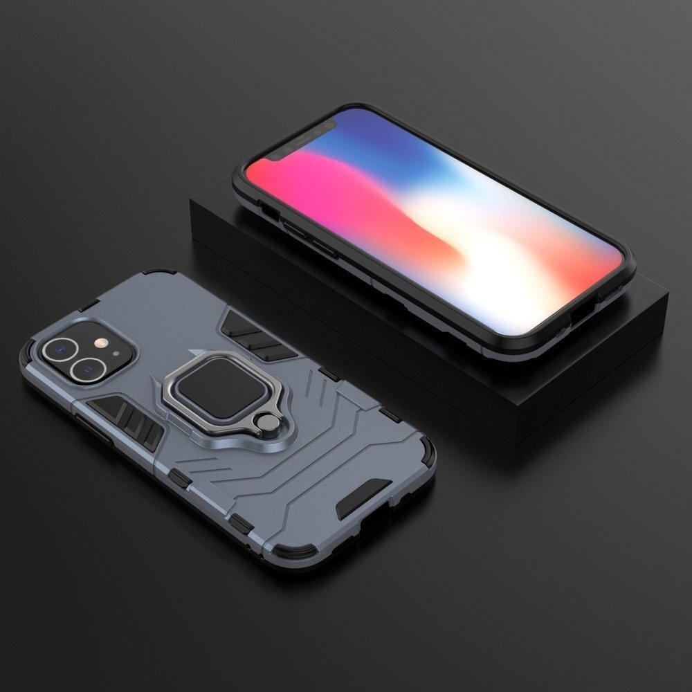 Ring Armor Case Kickstand Tough Rugged Cover, mallille iPhone 12 mini, sininen hinta ja tiedot | Puhelimen kuoret ja kotelot | hobbyhall.fi