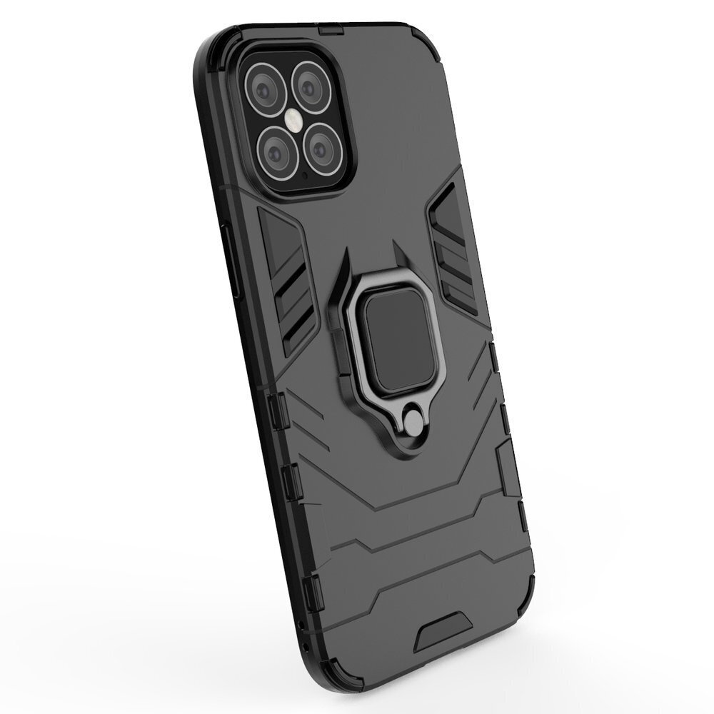 Ring Armor Case Kickstand Tough Rugged Cover, mallille iPhone 12 Pro Max, musta hinta ja tiedot | Puhelimen kuoret ja kotelot | hobbyhall.fi