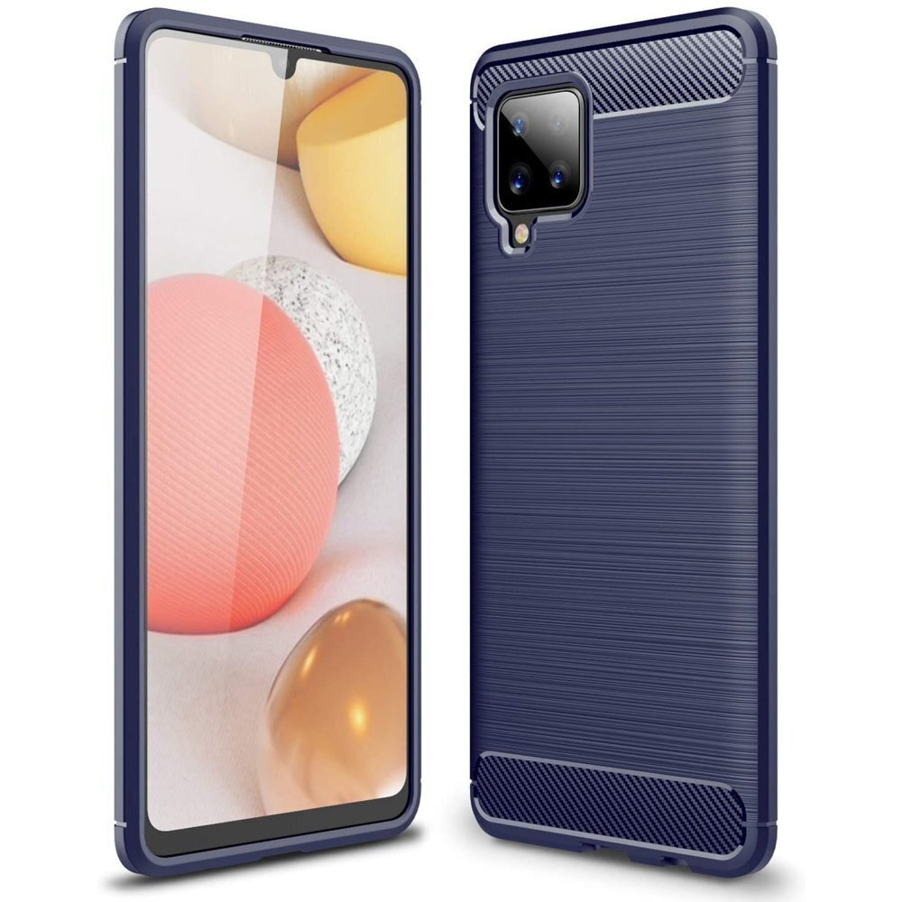 Hurtel Carbon Case mallille Samsung Galaxy A42 5G, sininen hinta ja tiedot | Puhelimen kuoret ja kotelot | hobbyhall.fi