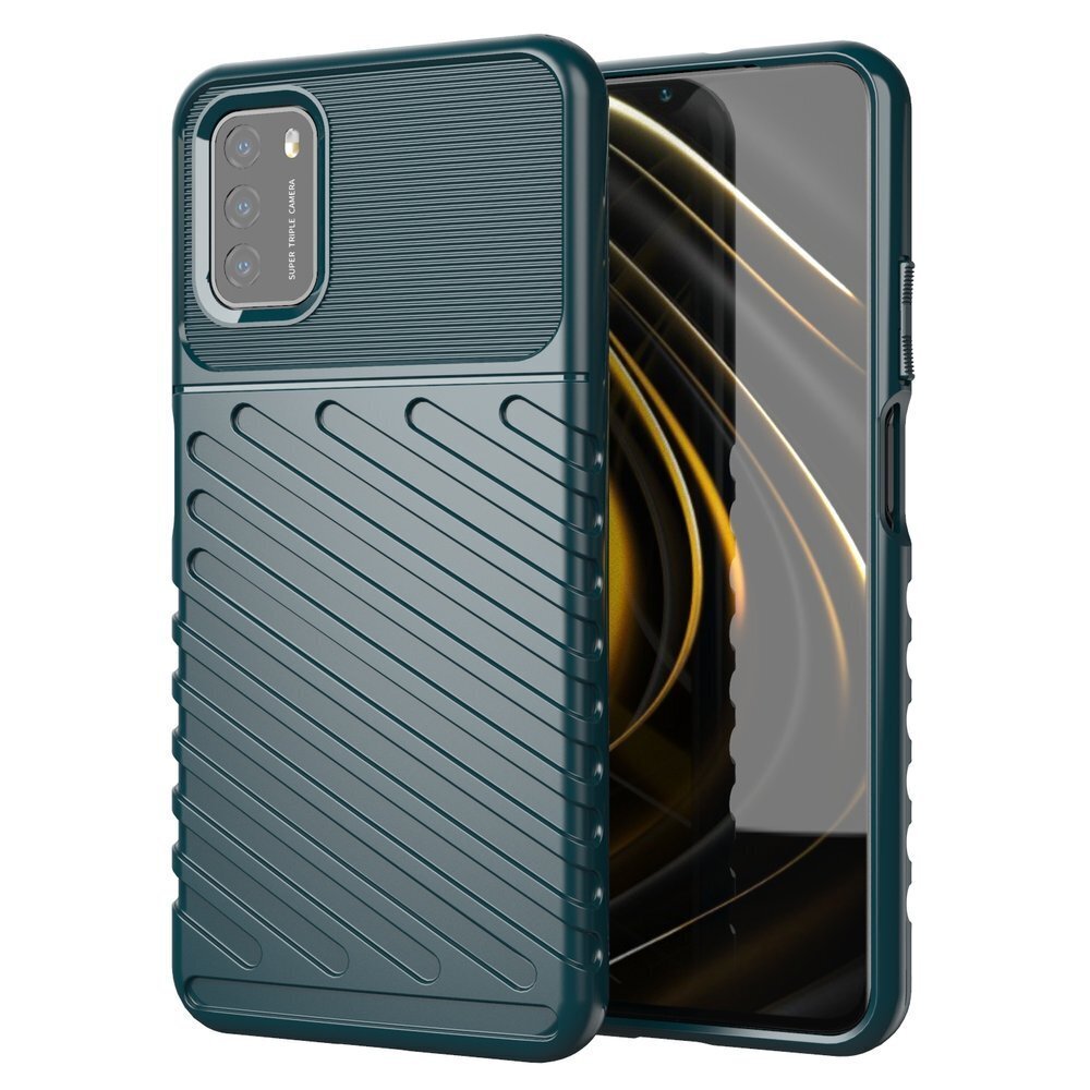 Thunder Case Flexible Tough Rugged Cover TPU Case, mallille Xiaomi Poco M3 / Xiaomi Redmi 9T, vihreä hinta ja tiedot | Puhelimen kuoret ja kotelot | hobbyhall.fi