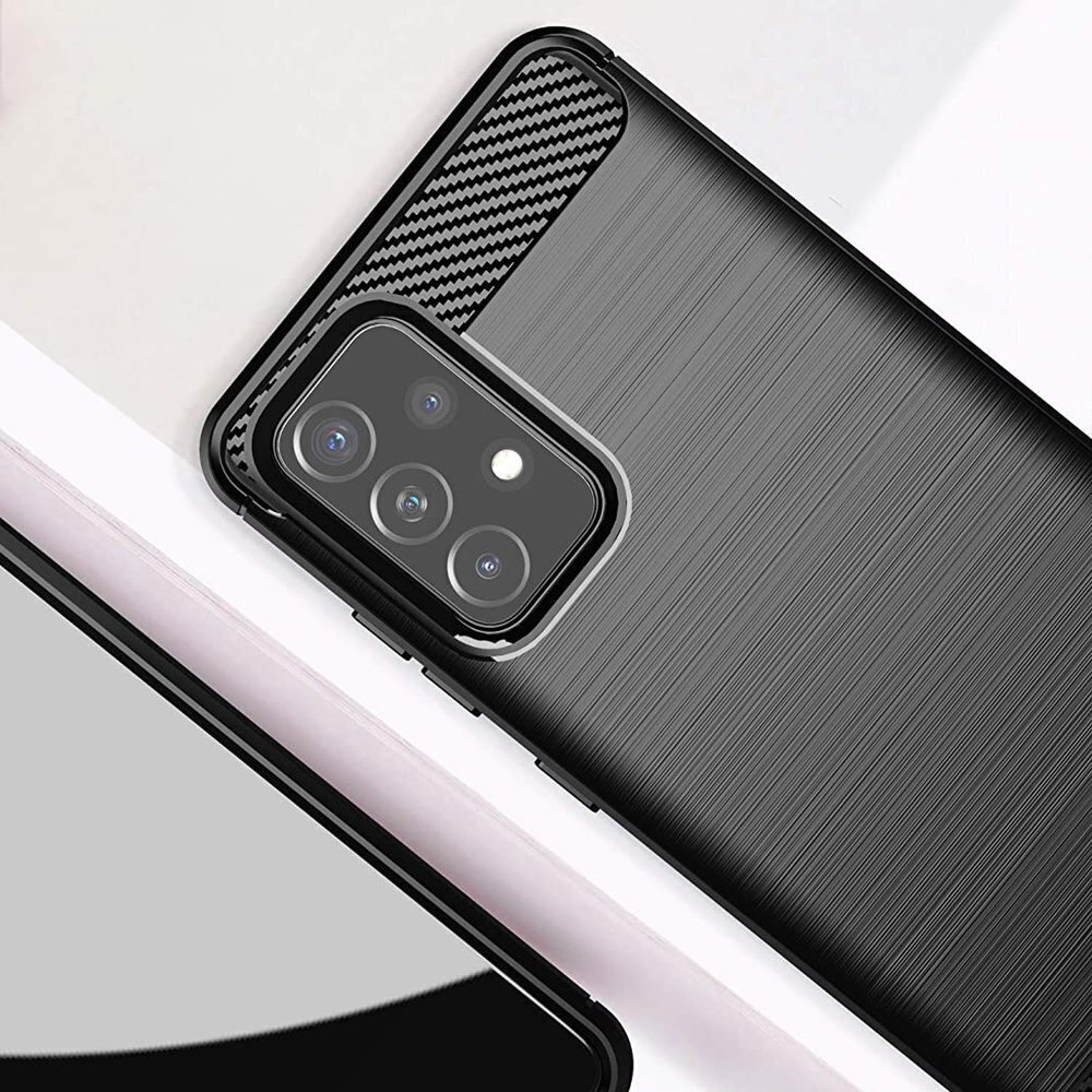 Hurtel Carbon Case mallille Samsung Galaxy A72 4G, musta hinta ja tiedot | Puhelimen kuoret ja kotelot | hobbyhall.fi