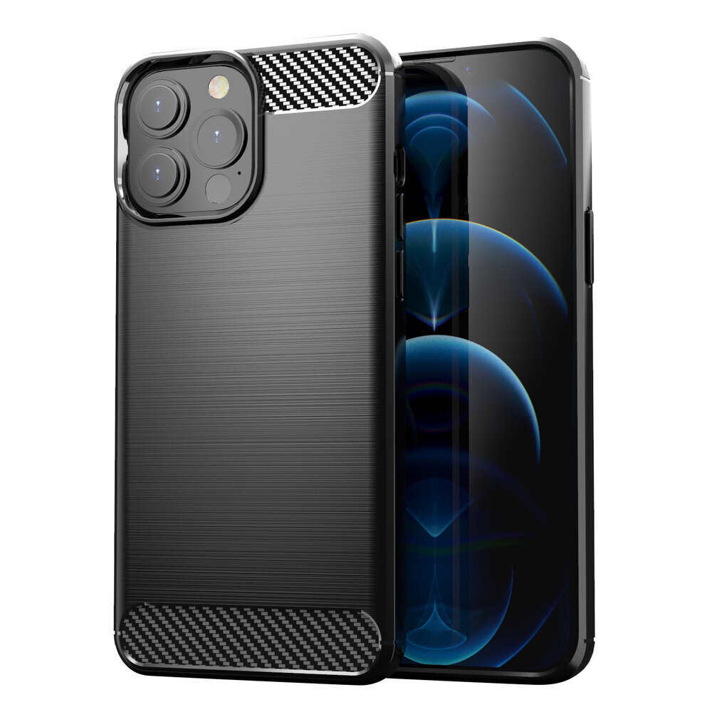 Hurtel Carbon Case mallille iPhone 13 Pro Max, musta hinta ja tiedot | Puhelimen kuoret ja kotelot | hobbyhall.fi