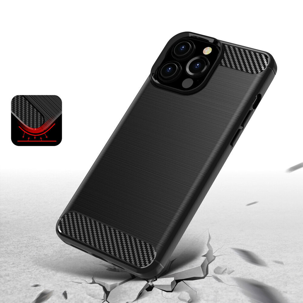 Hurtel Carbon Case mallille iPhone 13 Pro Max, musta hinta ja tiedot | Puhelimen kuoret ja kotelot | hobbyhall.fi