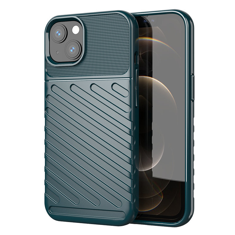 Thunder Case Flexible Tough Rugged Cover TPU Case, mallille iPhone 13 mini, vihreä hinta ja tiedot | Puhelimen kuoret ja kotelot | hobbyhall.fi
