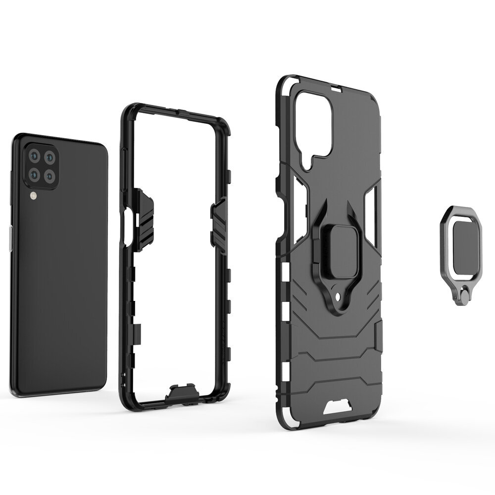 Ring Armor Case Kickstand Tough Rugged Cover, mallille Samsung Galaxy A22 4G, musta hinta ja tiedot | Puhelimen kuoret ja kotelot | hobbyhall.fi