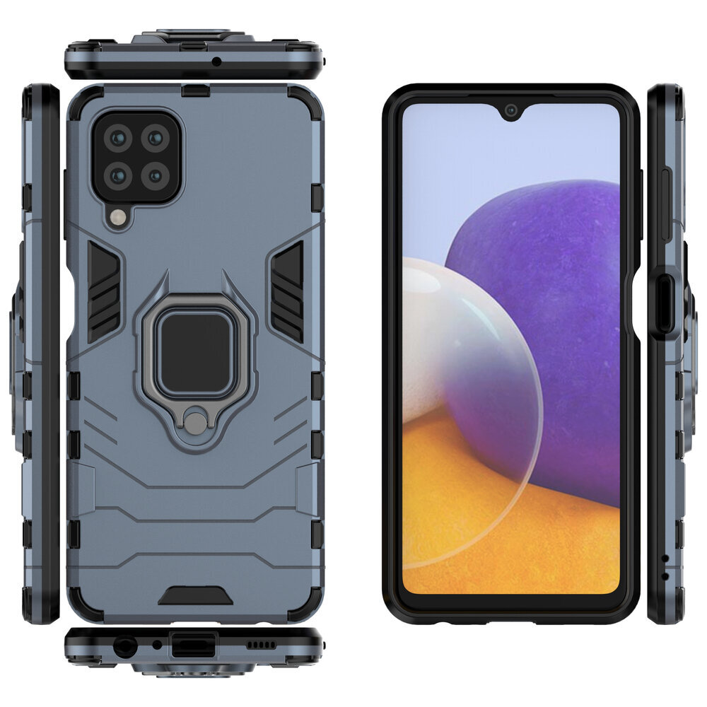 Ring Armor Case Kickstand Tough Rugged Cover, mallille Samsung Galaxy A22 4G, sininen hinta ja tiedot | Puhelimen kuoret ja kotelot | hobbyhall.fi