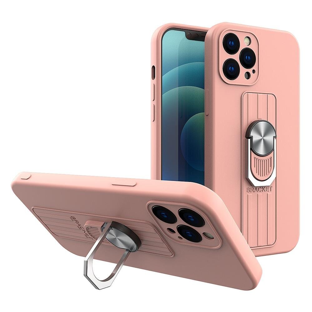 Ring Case silicone case with finger grip and stand, mallille iPhone SE 2022 / SE 2020 / iPhone 8 / iPhone 7, pinkki hinta ja tiedot | Puhelimen kuoret ja kotelot | hobbyhall.fi