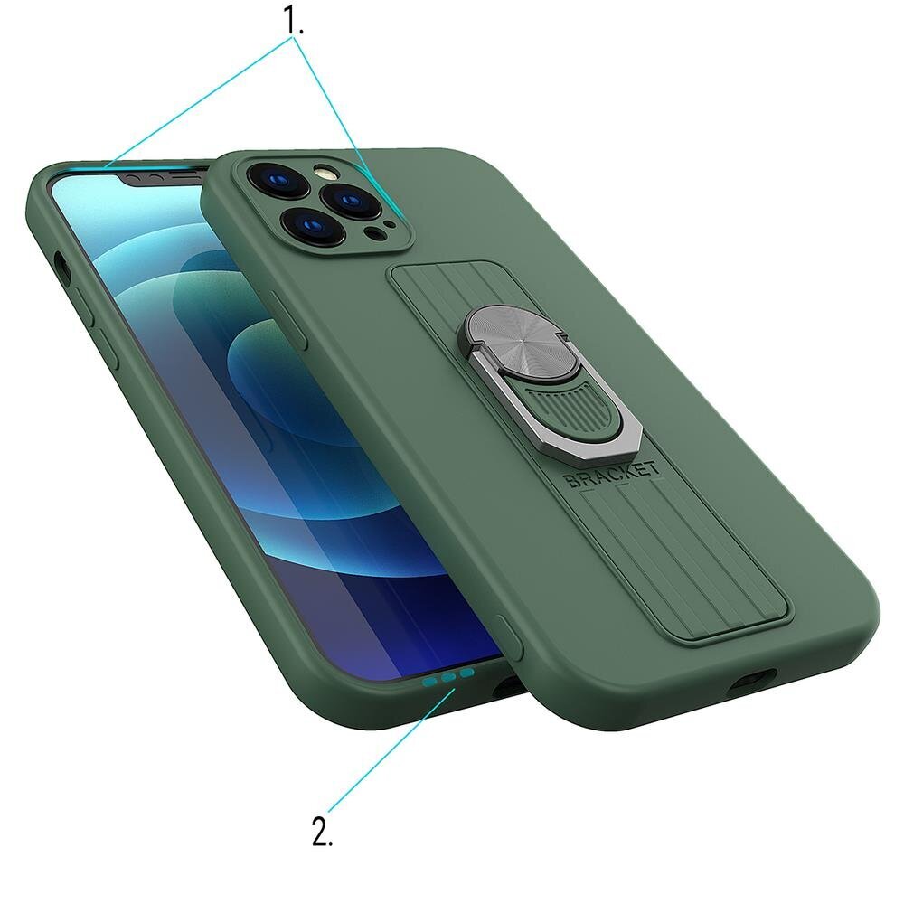 Ring Case silicone case with finger grip and stand, mallille iPhone XS Max, sininen hinta ja tiedot | Puhelimen kuoret ja kotelot | hobbyhall.fi
