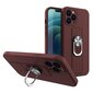 Ring Case silicone case with finger grip and stand, mallille iPhone 12 Pro, Ruskea hinta ja tiedot | Puhelimen kuoret ja kotelot | hobbyhall.fi