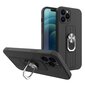 Ring Case silicone case with finger grip and stand, mallille iPhone 13 mini, musta hinta ja tiedot | Puhelimen kuoret ja kotelot | hobbyhall.fi