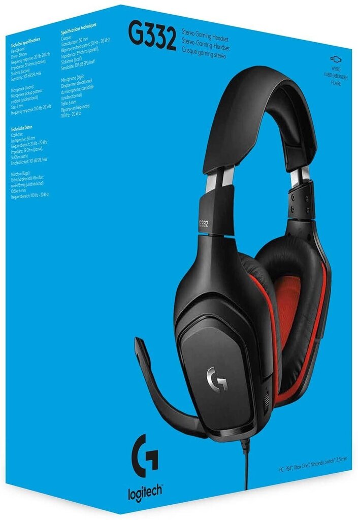 Logitech G332 Black Red hinta ja tiedot | Kuulokkeet | hobbyhall.fi