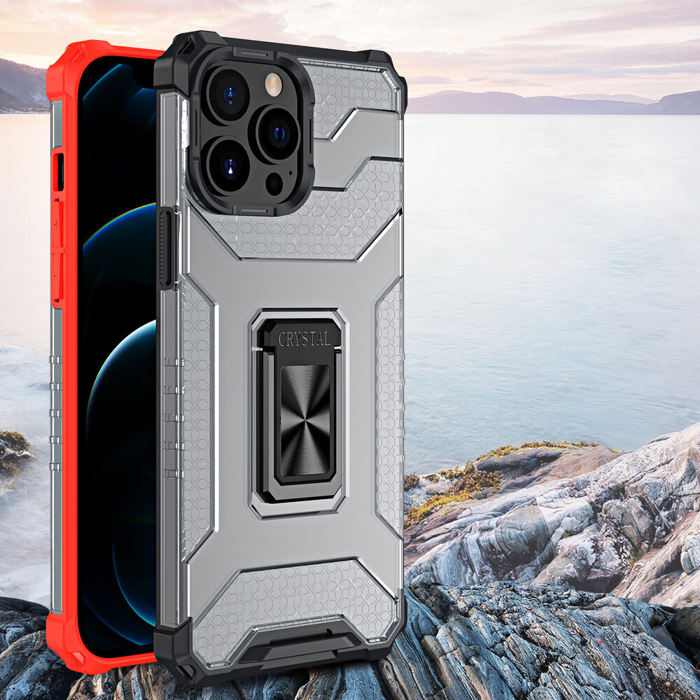Hurtel Crystal Ring Case mallille iPhone 12 Pro Max, punainen hinta ja tiedot | Puhelimen kuoret ja kotelot | hobbyhall.fi