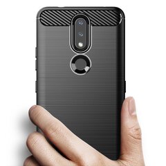 Hurtel Carbon Case mallille Nokia 2.4, musta hinta ja tiedot | Puhelimen kuoret ja kotelot | hobbyhall.fi