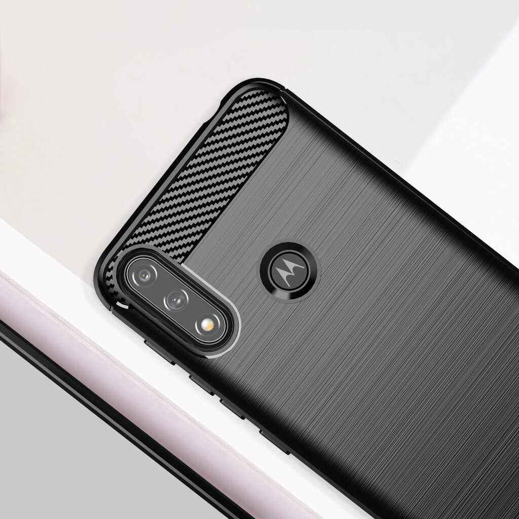 Hurtel Carbon Case mallille Motorola Moto E7i Power, musta hinta ja tiedot | Puhelimen kuoret ja kotelot | hobbyhall.fi