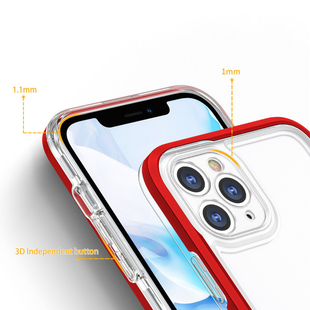 Hurtel Clear 3in1 Case mallille iPhone 11 Pro, punainen hinta ja tiedot | Puhelimen kuoret ja kotelot | hobbyhall.fi