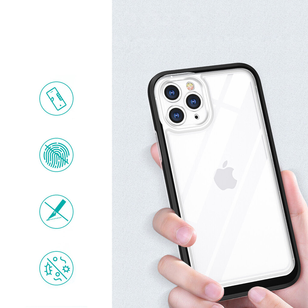 Hurtel Clear 3in1 Case mallille iPhone 11 Pro Max, musta hinta ja tiedot | Puhelimen kuoret ja kotelot | hobbyhall.fi
