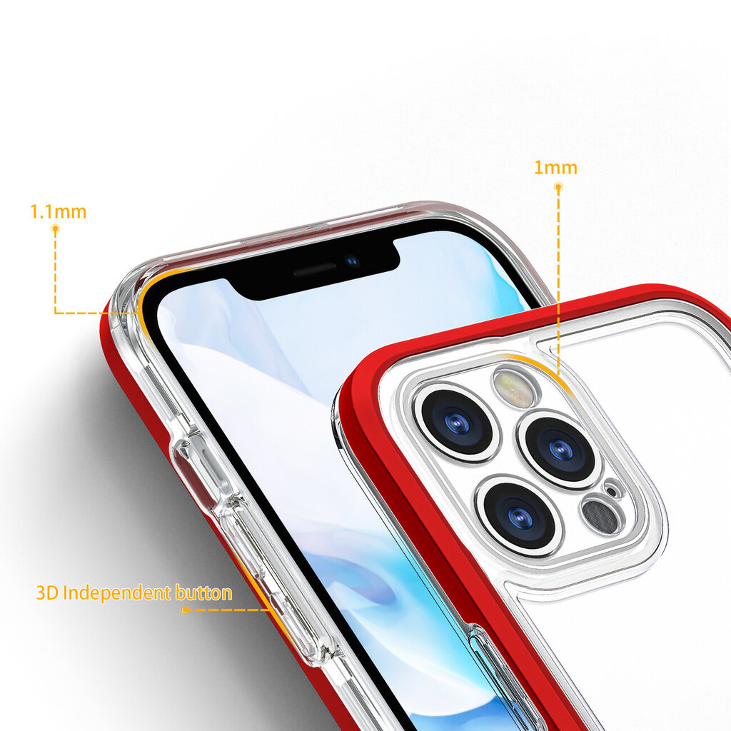 Hurtel Clear 3in1 Case mallille iPhone 12 Pro Max, punainen hinta ja tiedot | Puhelimen kuoret ja kotelot | hobbyhall.fi