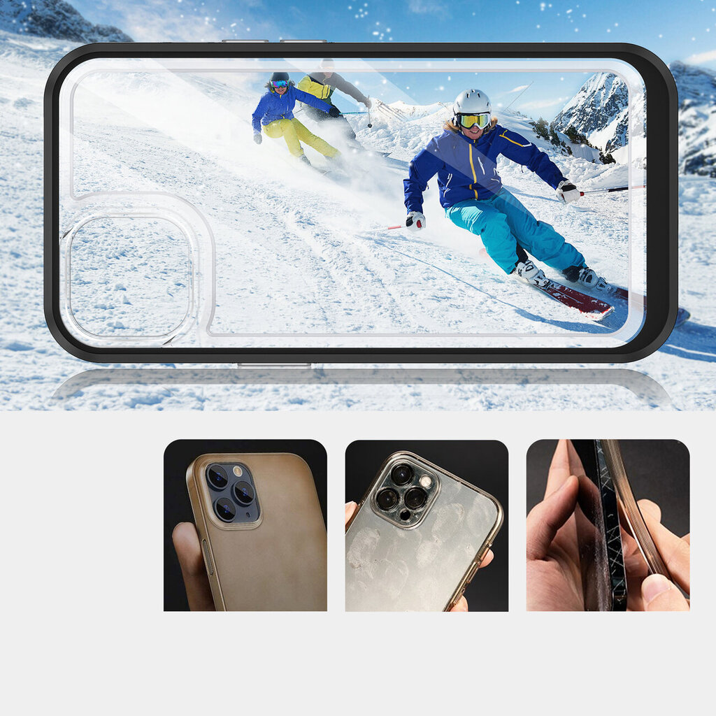 Hurtel Clear 3in1 Case mallille iPhone 13, musta hinta ja tiedot | Puhelimen kuoret ja kotelot | hobbyhall.fi