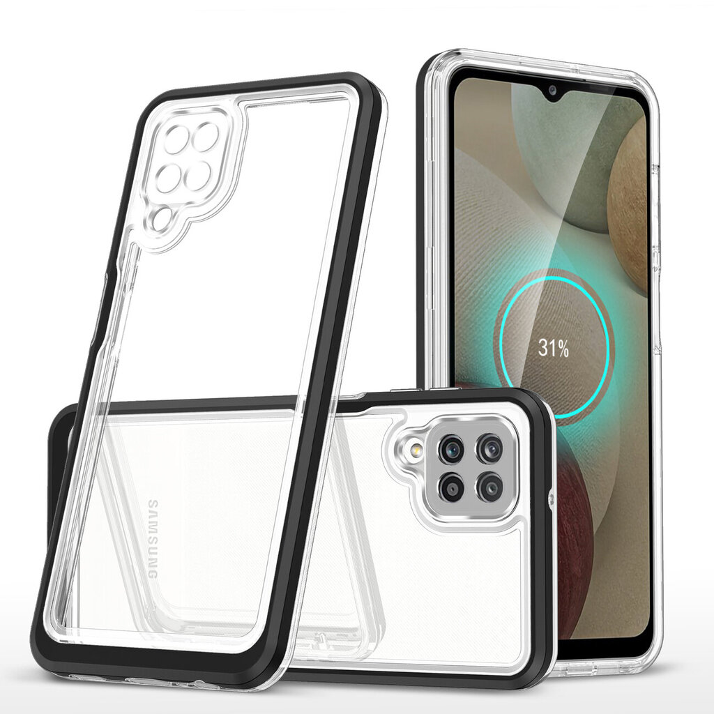 Hurtel Clear 3in1 Case mallille Samsung Galaxy A12 5G, musta hinta ja tiedot | Puhelimen kuoret ja kotelot | hobbyhall.fi