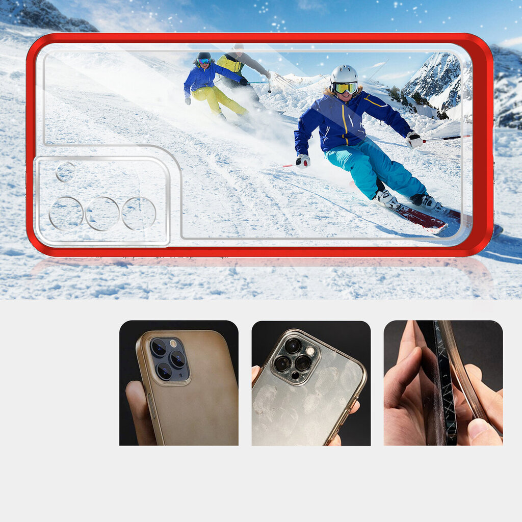 Hurtel Clear 3in1 Case mallille Samsung Galaxy S21 5G, punainen hinta ja tiedot | Puhelimen kuoret ja kotelot | hobbyhall.fi