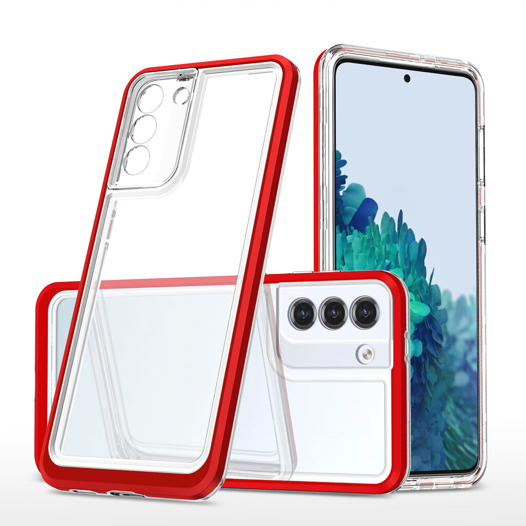 Hurtel Clear 3in1 Case mallille Samsung Galaxy S22, punainen hinta ja tiedot | Puhelimen kuoret ja kotelot | hobbyhall.fi