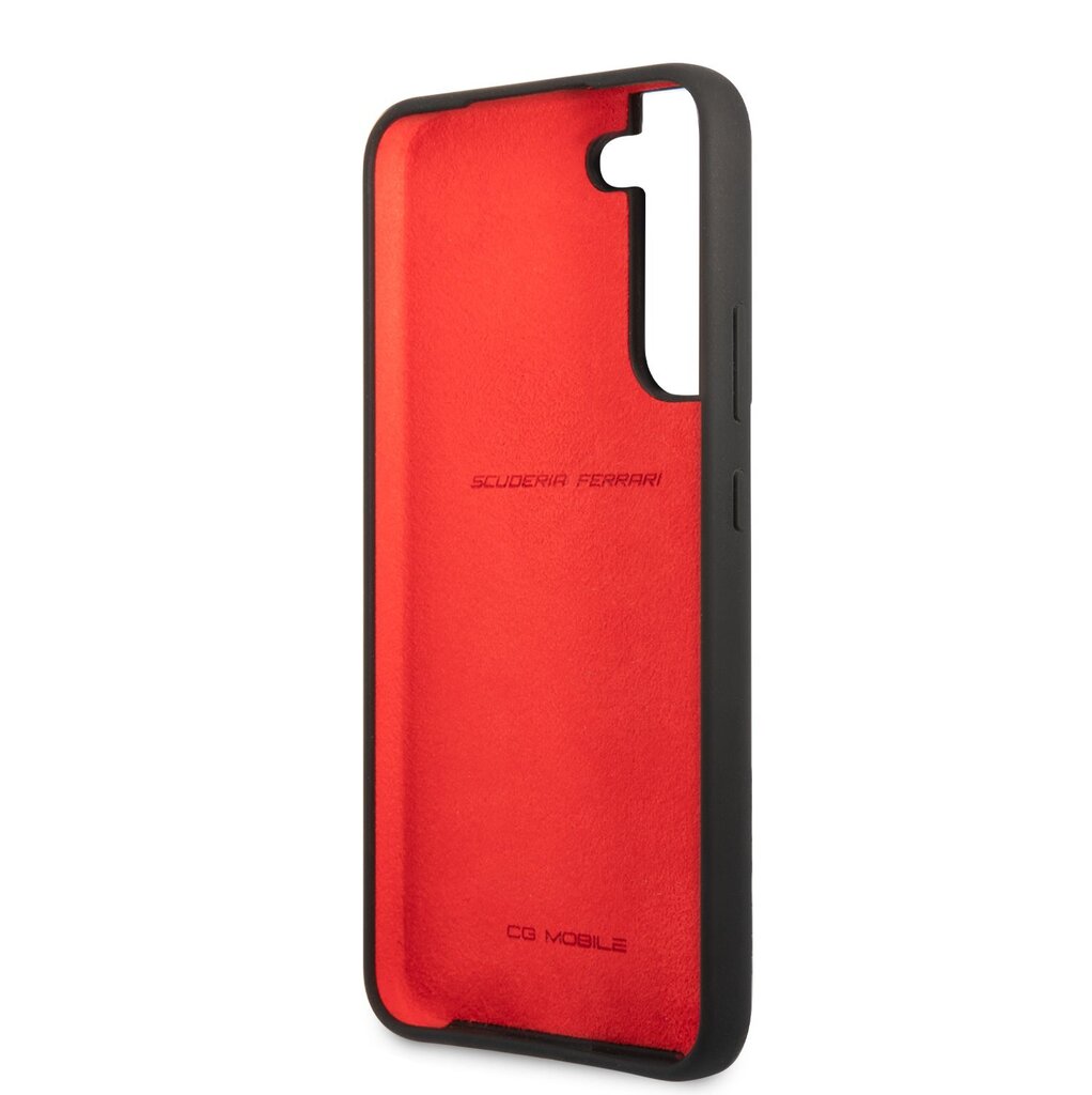 Ferrari Liquid Silicone Metal Logo Case mallille Samsung Galaxy S22, musta hinta ja tiedot | Puhelimen kuoret ja kotelot | hobbyhall.fi