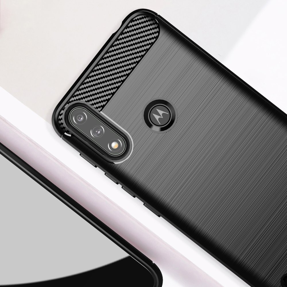 Hurtel Carbon Case mallille Motorola Moto E7 Power, musta hinta ja tiedot | Puhelimen kuoret ja kotelot | hobbyhall.fi