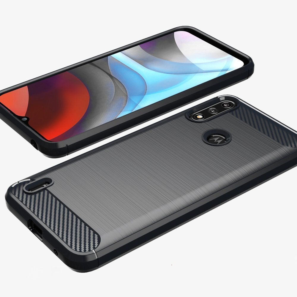 Hurtel Carbon Case mallille Motorola Moto E7 Power, musta hinta ja tiedot | Puhelimen kuoret ja kotelot | hobbyhall.fi