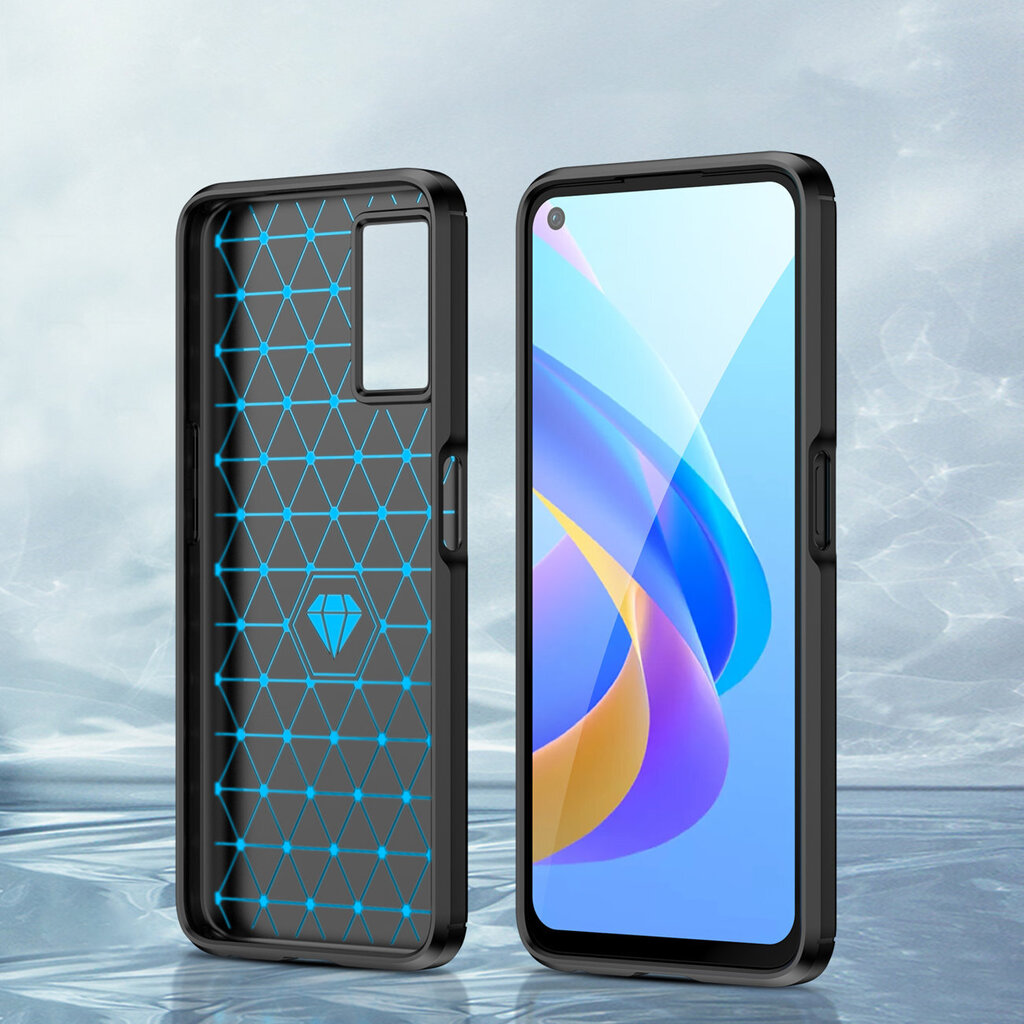 Hurtel Carbon Case mallille Oppo A76 / Oppo A36 / Realme 9i, musta hinta ja tiedot | Puhelimen kuoret ja kotelot | hobbyhall.fi