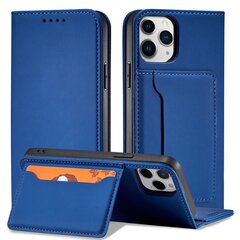 Hurtel Magnet Card Case mallille iPhone 12, sininen hinta ja tiedot | Puhelimen kuoret ja kotelot | hobbyhall.fi