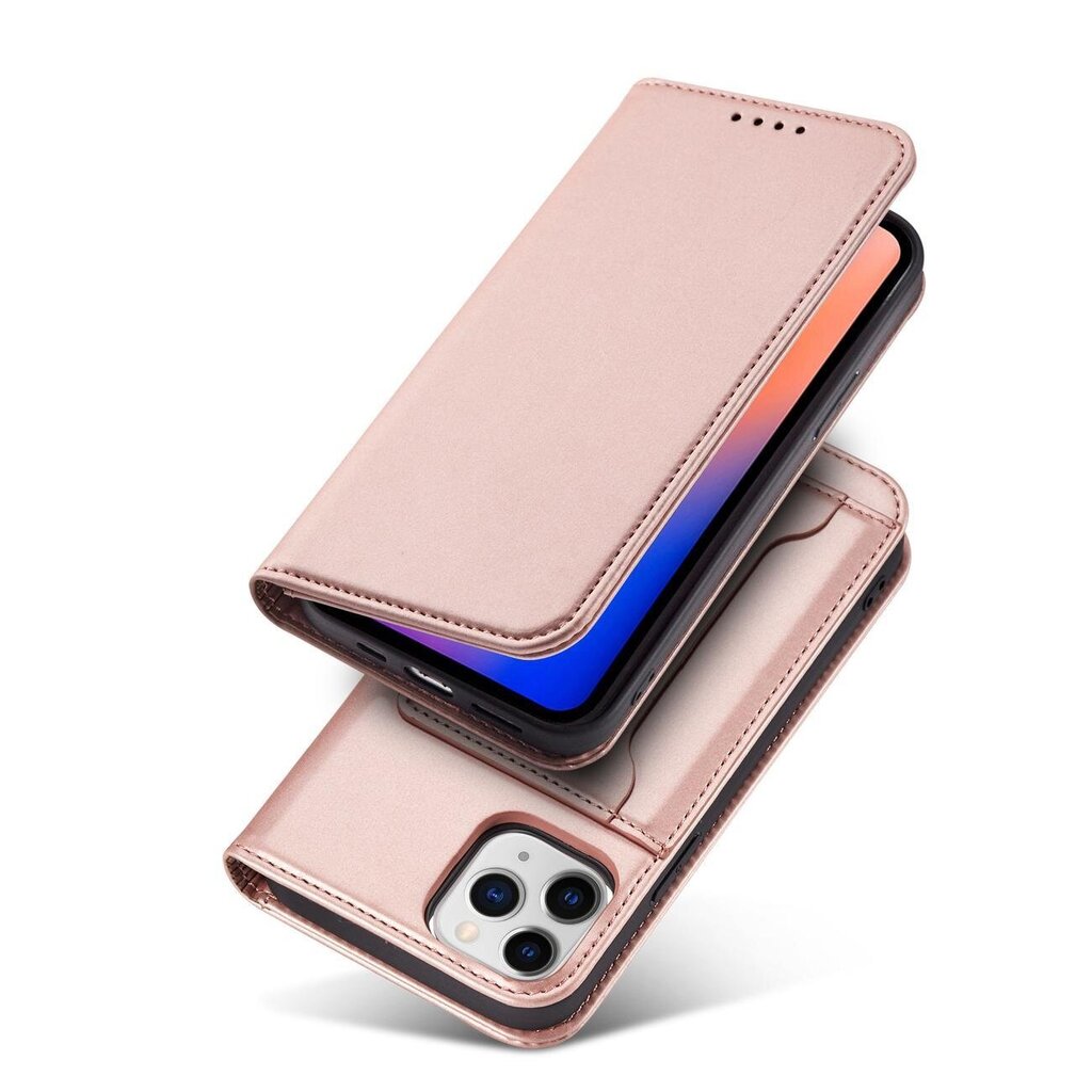 Hurtel Magnet Card Case mallille iPhone 12, pinkki hinta ja tiedot | Puhelimen kuoret ja kotelot | hobbyhall.fi