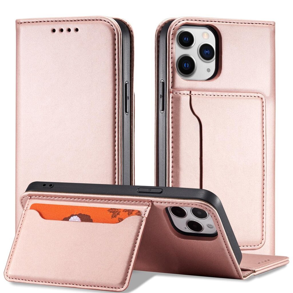 Hurtel Magnet Card Case mallille iPhone 12, pinkki hinta ja tiedot | Puhelimen kuoret ja kotelot | hobbyhall.fi