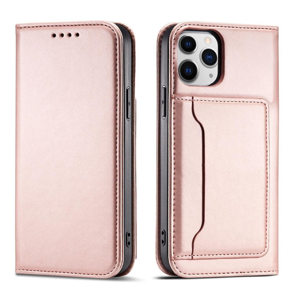 Hurtel Magnet Card Case mallille iPhone 12, pinkki hinta ja tiedot | Puhelimen kuoret ja kotelot | hobbyhall.fi