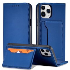 Hurtel Magnet Card Case mallille iPhone 12 Pro, sininen hinta ja tiedot | Puhelimen kuoret ja kotelot | hobbyhall.fi