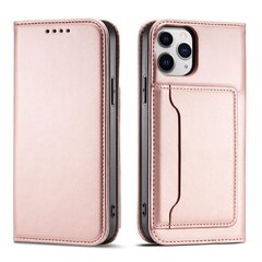 Hurtel Magnet Card Case mallille iPhone 12 Pro Max, pinkki hinta ja tiedot | Puhelimen kuoret ja kotelot | hobbyhall.fi