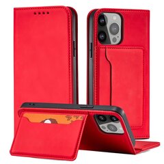 Hurtel Magnet Card Case mallille iPhone 13 Pro, punainen hinta ja tiedot | Puhelimen kuoret ja kotelot | hobbyhall.fi