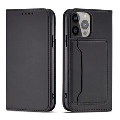 Hurtel Magnet Card Case mallille iPhone 13 Pro Max, musta hinta ja tiedot | Puhelimen kuoret ja kotelot | hobbyhall.fi