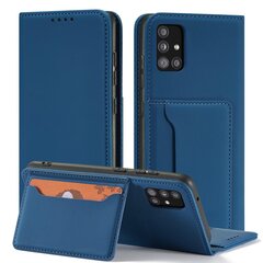 Hurtel Magnet Card Case mallille Samsung Galaxy A12 5G, sininen hinta ja tiedot | Puhelimen kuoret ja kotelot | hobbyhall.fi