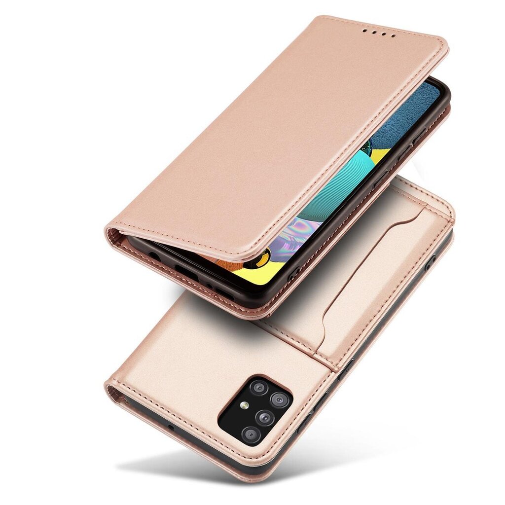 Hurtel Magnet Card Case mallille Samsung Galaxy A12 5G, pinkki hinta ja tiedot | Puhelimen kuoret ja kotelot | hobbyhall.fi