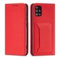 Hurtel Magnet Card Case mallille Samsung Galaxy A12 5G, punainen hinta ja tiedot | Puhelimen kuoret ja kotelot | hobbyhall.fi