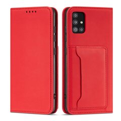 Hurtel Magnet Card Case mallille Samsung Galaxy A13 5G, punainen hinta ja tiedot | Puhelimen kuoret ja kotelot | hobbyhall.fi
