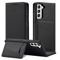 Hurtel Magnet Card Case mallille Samsung Galaxy S22, musta hinta ja tiedot | Puhelimen kuoret ja kotelot | hobbyhall.fi